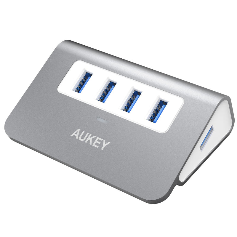 AUKEY CB-H5 4 Porte USB 3.0 Hub Portatile in Alluminio per Trasferimento Dati Grigio