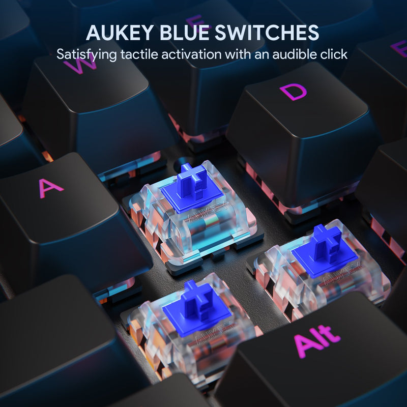 （Italiano & French Layout）AUKEY KM-G12 Tastiera meccanica Blue Switch 105-key con software di gioco