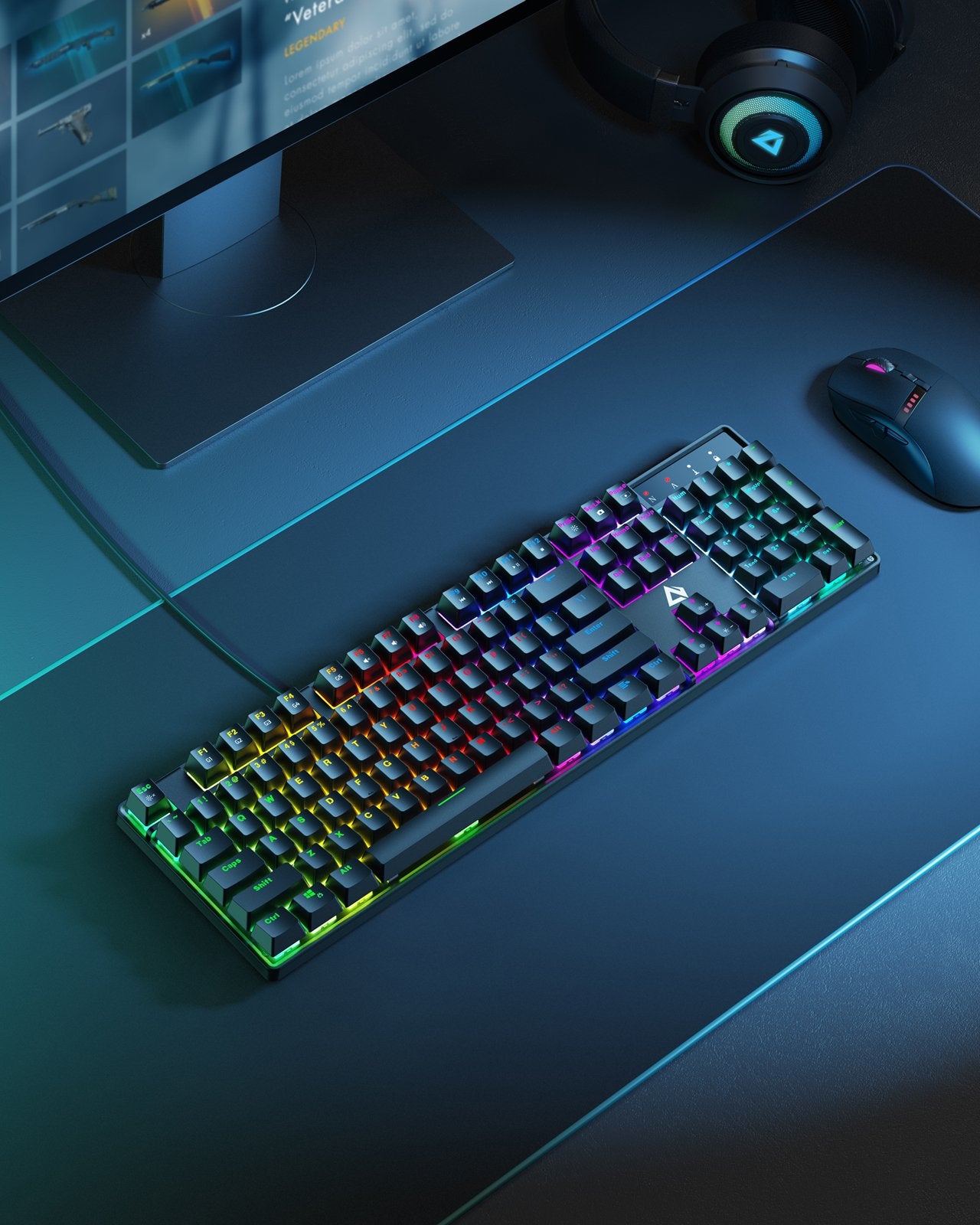 AUKEY KM-G16 Mechanical Keyboard Blue Switches 104-key=ONLY=35.99!!!