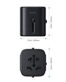 AUKEY PA-TA01  Caricabatterie da viaggio in tutto il mondo all-in-one con una presa di corrente CA, una porta USB-C e due porte USB-A